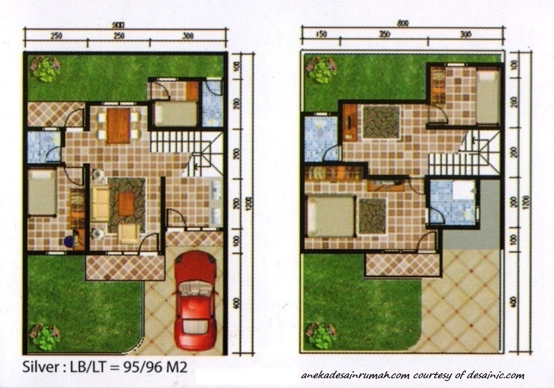 Gambar denah pengembangan rumah 2 lantai minimalis (1 